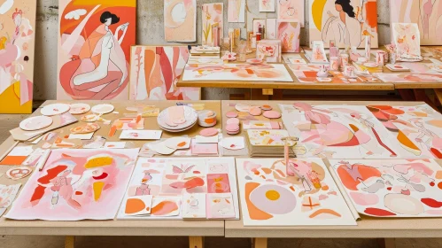Inside an Artist's Studio: Vibrant Paintings and Realistic Drawings