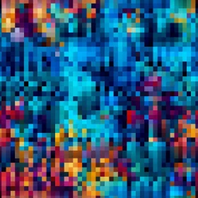 Pixelated Mosaic of Bright Colors