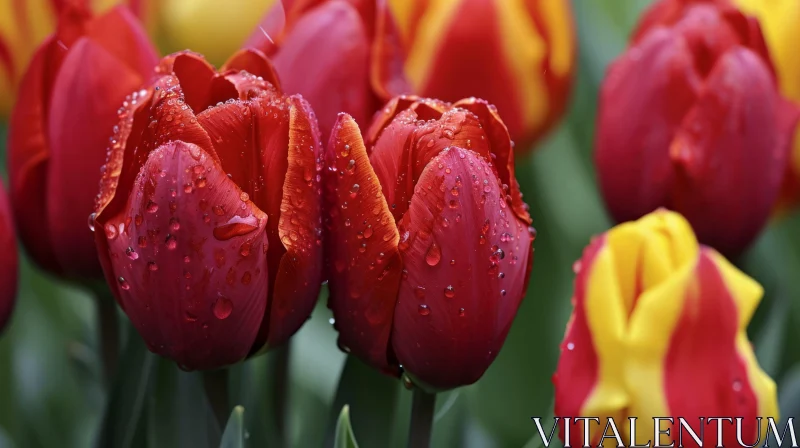 Red and Yellow Tulips: A Captivating Close-up AI Image