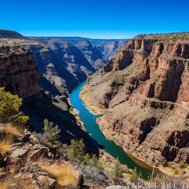 A Majestic River in a Canyon: A Captivating Display of Nature's Splendor AI Image