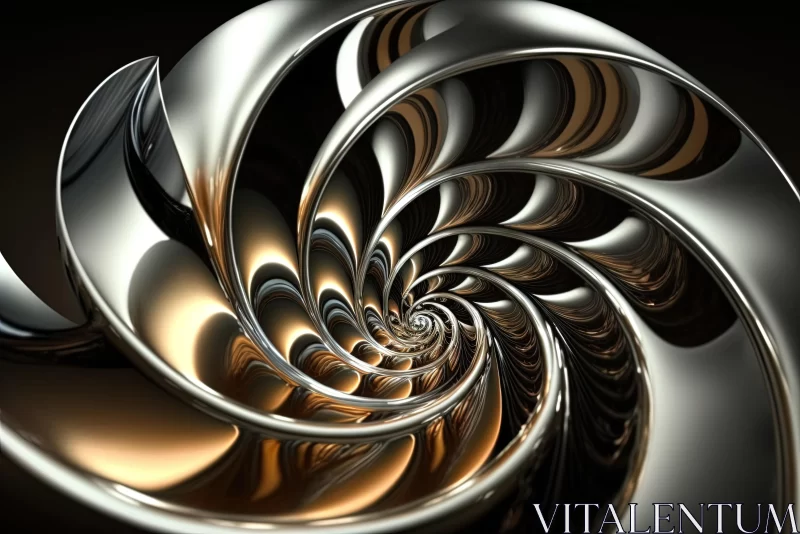 Abstract Spiral Design with Chrome Reflections | Futuristic Victorian Style AI Image