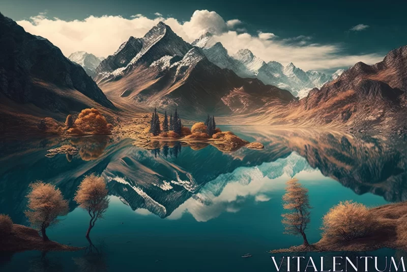 Captivating Mountain Scene with Lake Reflections | English Countryside Art AI Image