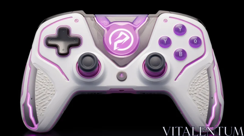 Futuristic White and Purple Video Game Controller 3D Rendering AI Image