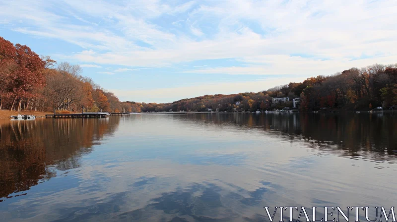 Serene Autumn Day by the River: A Majestic Scene AI Image