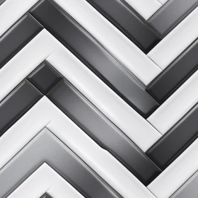 Black and White Herringbone Ceramic Tiles - Seamless 3D Render