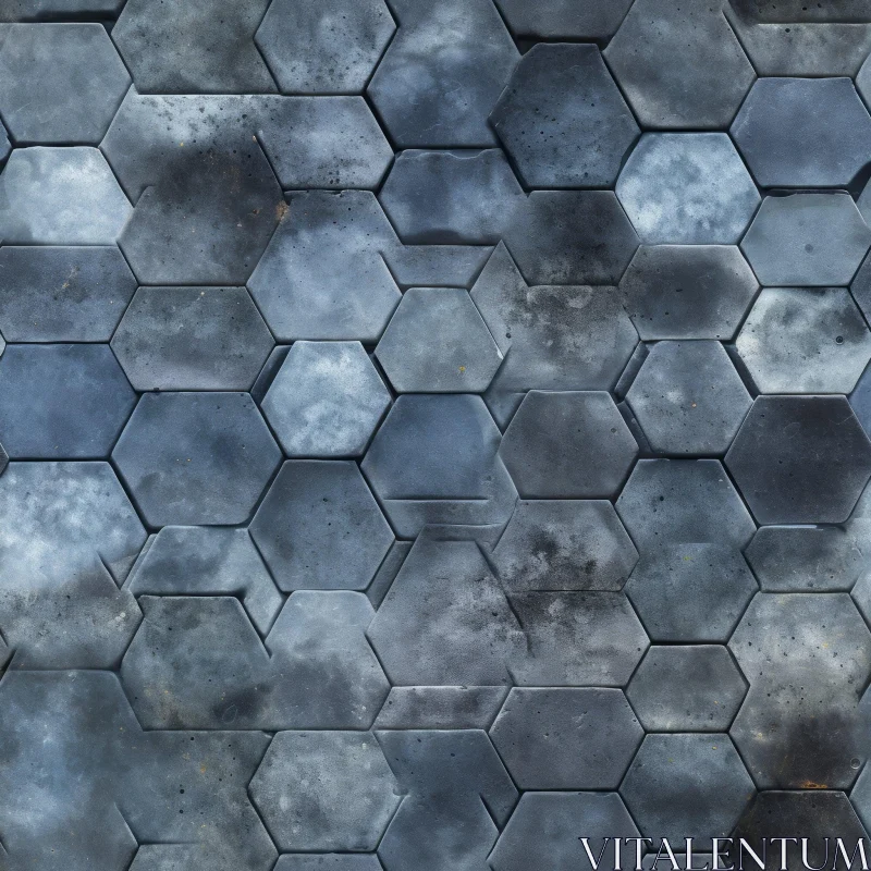 Blue Hexagonal Ceramic Tile Texture for Architecture and Design AI Image