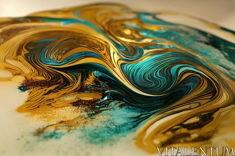 Captivating Gold and Blue Liquid Artwork | Abstract Masterpiece AI Image