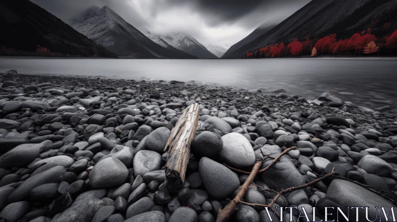 Captivating Nature Wonders: Rocks, Mountains, and Lake AI Image