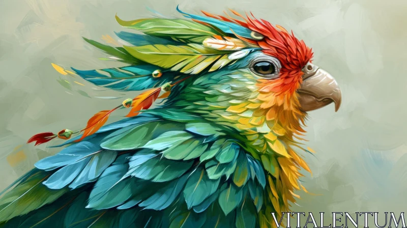 Colorful Digital Painting of a Parrot - Realistic Artwork AI Image