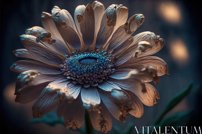 Dark Colored Flower with Blue Center - Nature-Inspired Art Nouveau AI Image