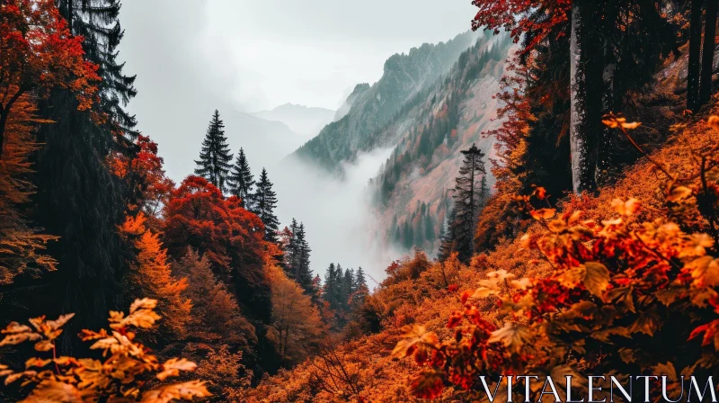 Fall Mountain Landscape: Majestic Snowy Peaks and Vibrant Foliage AI Image