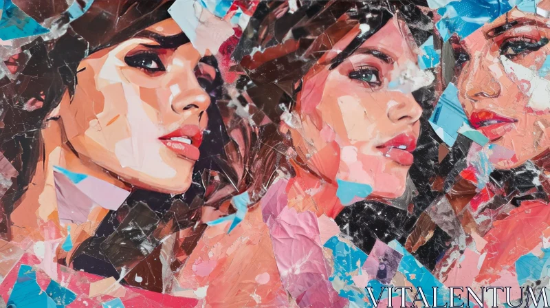 AI ART Mesmerizing Collage of Three Female Faces | Pop Art