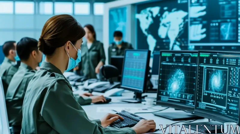 Military Control Room Data Analysis Scene AI Image