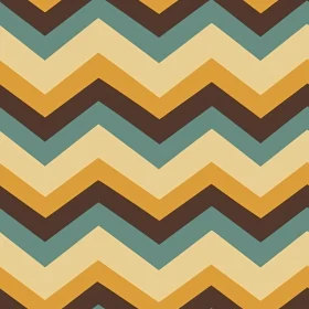 Retro-Style Geometric Chevron Pattern in Brown, Teal, Mustard Yellow