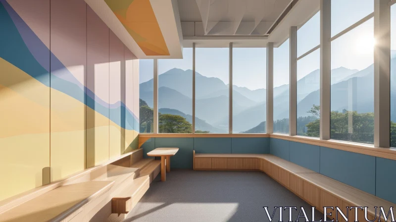 Modern Room with Beautiful Mountain View AI Image