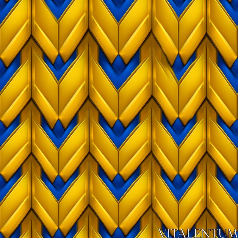 AI ART Blue and Gold Chevrons Pattern - Traditional African Inspiration