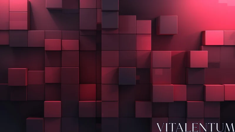 Burgundy 3D Cubes with Pink Light | Abstract Modern Art AI Image