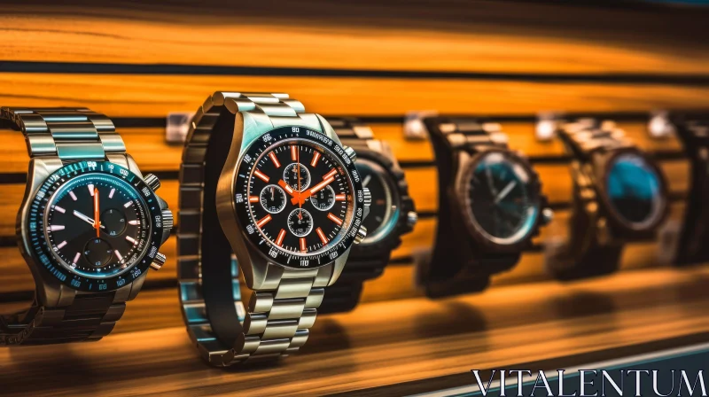 Luxury Wristwatches Displayed in Retail Store AI Image