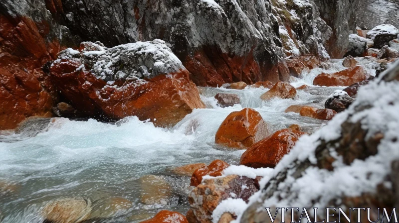 Majestic Mountain River: A Breathtaking Natural Wonder AI Image