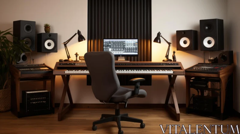 Modern Music Studio with Electronic Equipment AI Image