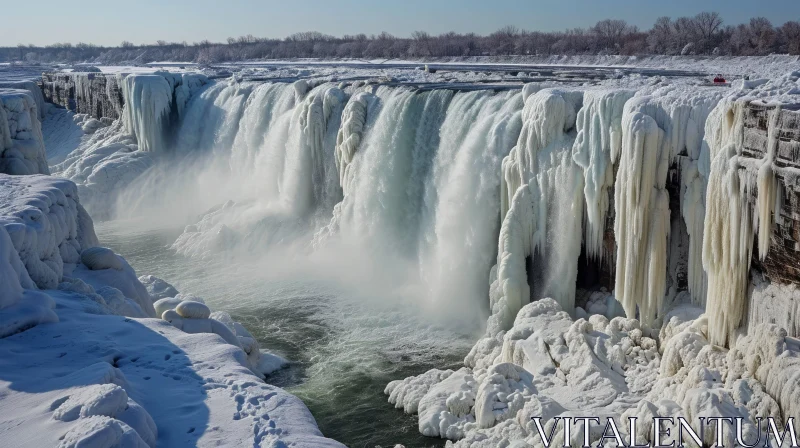 Winter Wonderland: Captivating Image of Frozen Niagara Falls AI Image