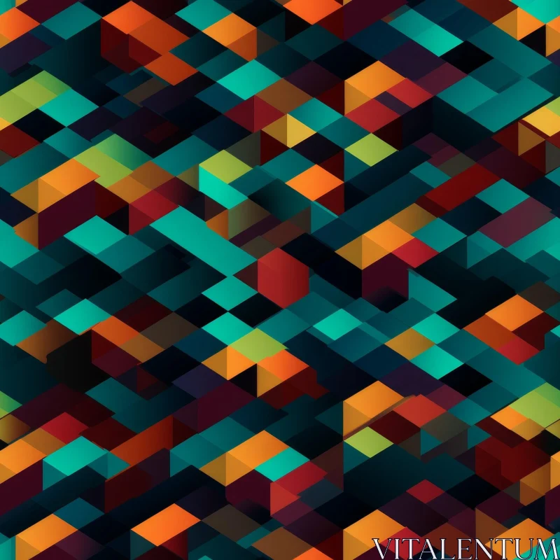 Blue, Orange, and Red Geometric Rectangle Pattern AI Image
