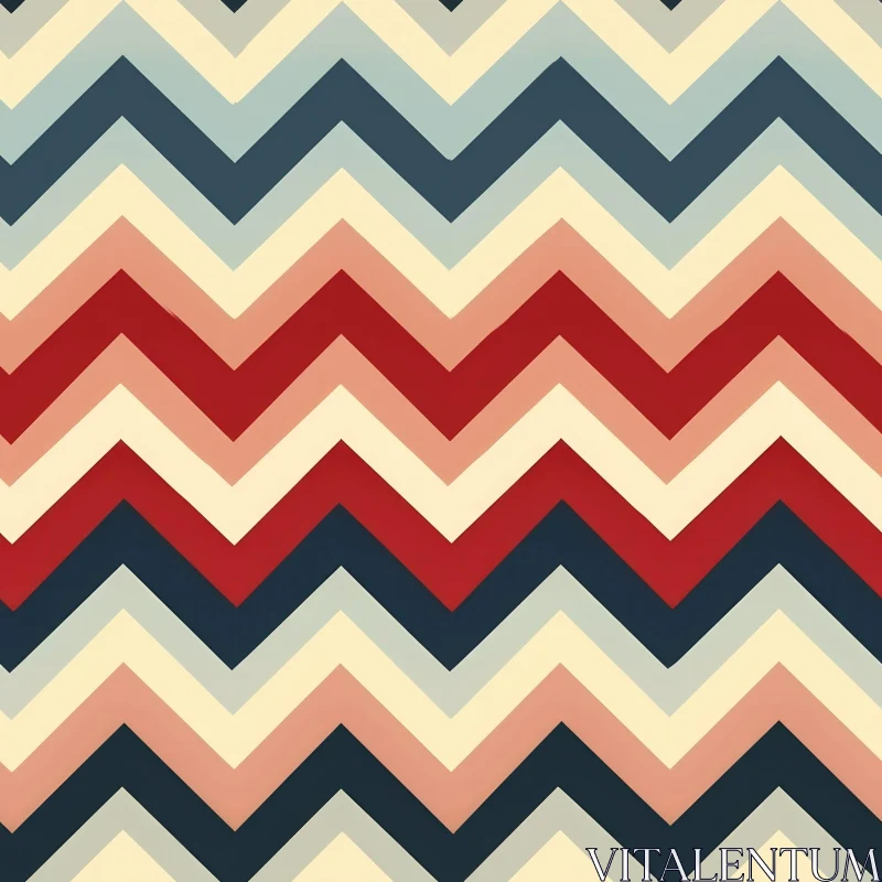 Chevron Zigzag Pattern in Blue, Pink, Red on White AI Image