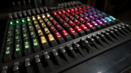 Colorful Sound Mixer with Faders - Abstract Art AI Image