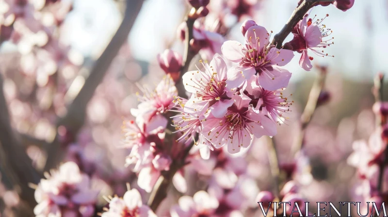 Delicate Pink Peach Blossoms in Full Bloom - Spring Nature Image AI Image