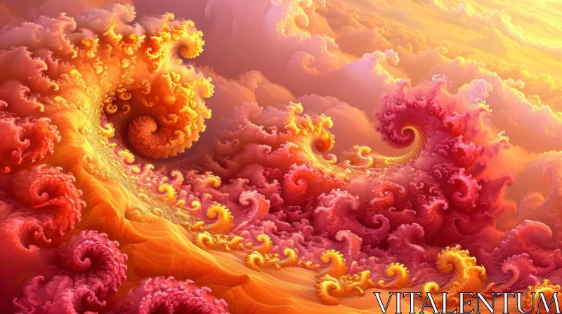 Intricate Fractal Artwork in Pink and Yellow Color Scheme AI Image