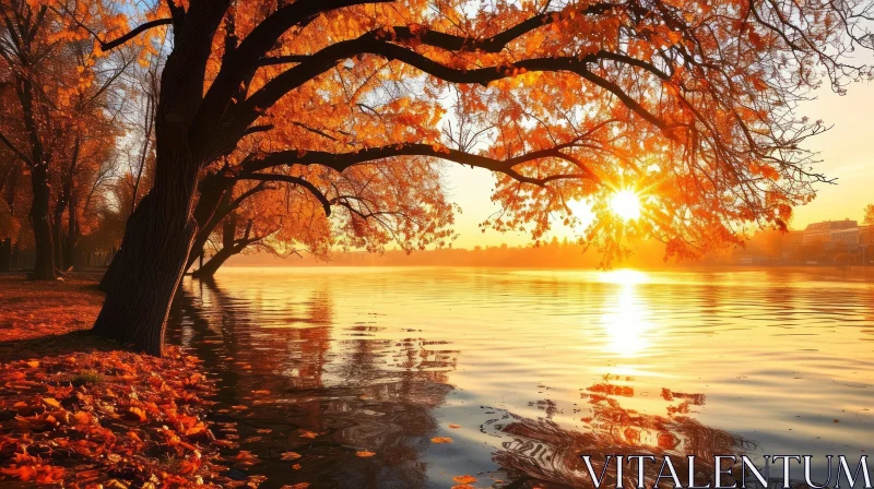 Peaceful Autumn Landscape with Vibrant Foliage AI Image