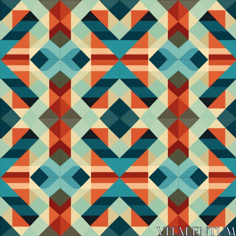 Seamless Geometric Pattern with Squares and Triangles AI Image