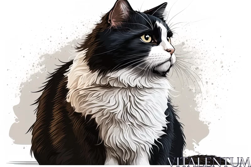Black and White Cat Drawing: Realistic and Stylized Art AI Image