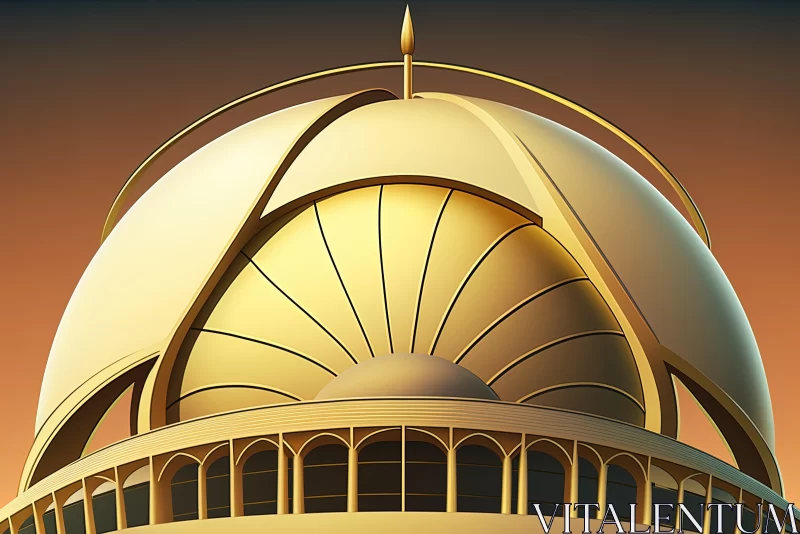 Golden Dome Building: Digital Illustration with Precisionist and Political Themes AI Image