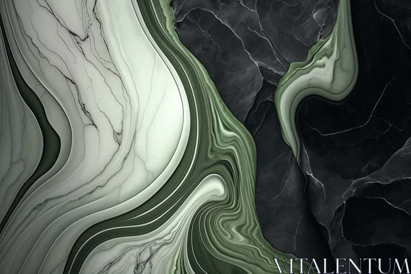 AI ART Mesmerizing Green and Black Marble Waves | Abstract Art
