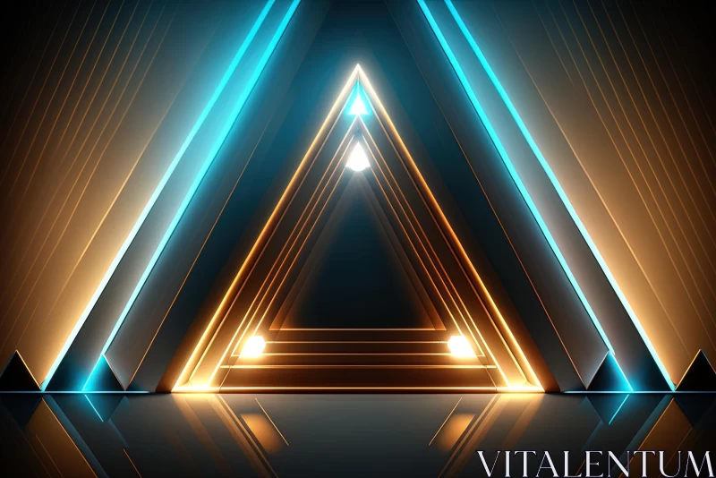 Mesmerizing Neon Triangle Art in Mirror Room Style AI Image