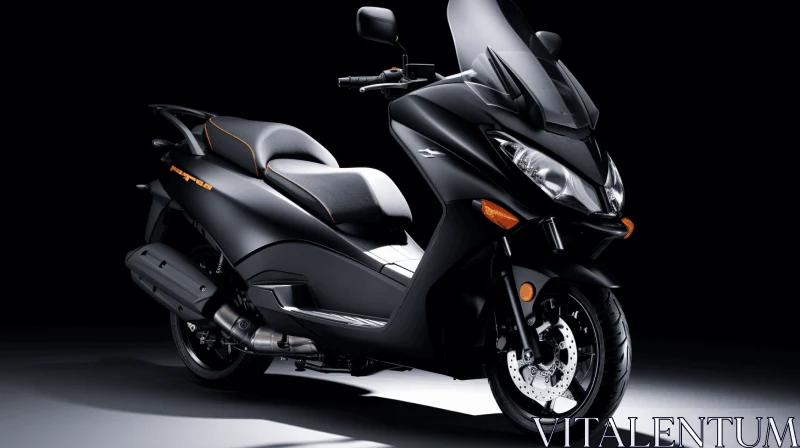 Sleek Black and Orange Motorcycle | Dark Silver and Light Azure Accents AI Image