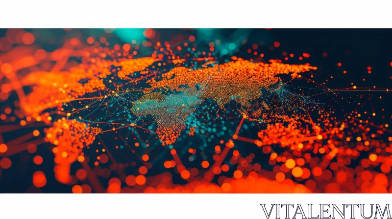 Abstract Glowing Orange World Map with Futuristic and Technological Feel AI Image