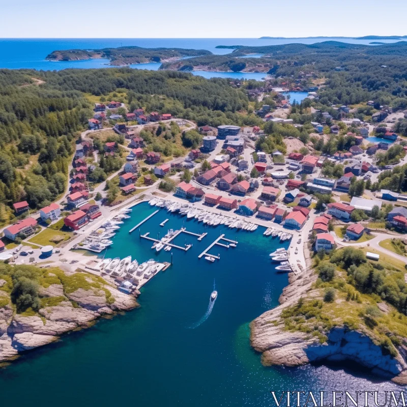 Aerial View of Marina Town in Norway | Zeiss Batis Lens | Coastal Scenery AI Image