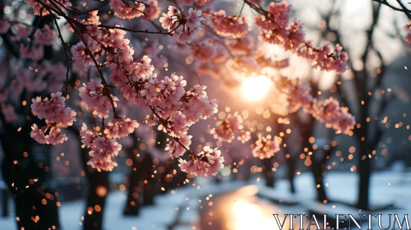 Captivating Cherry Blossom Tree in Full Bloom - A Serene Landscape AI Image