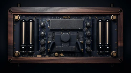 Modern Tube Amplifier in Wooden Case - Detailed View