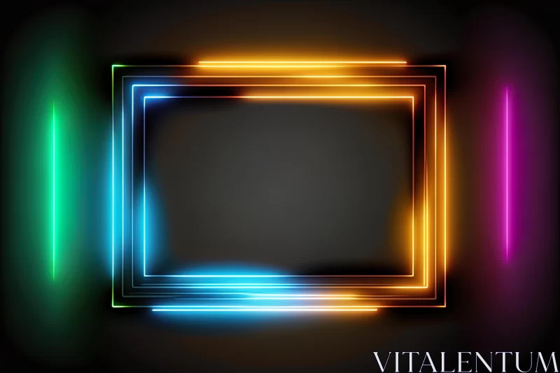 Multicolored Neon Frame on Dark Background | Abstract Art AI Image