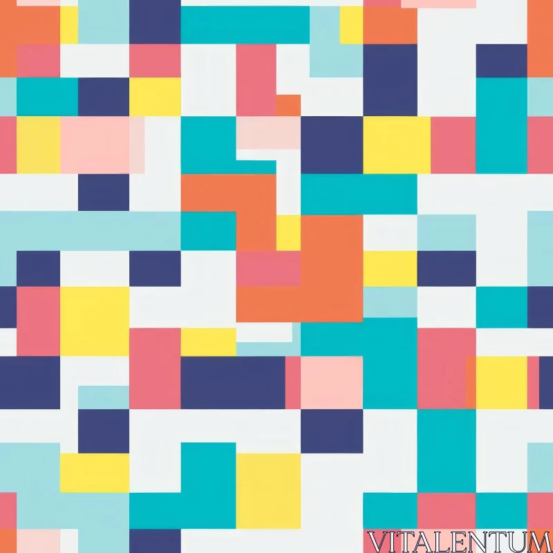 Multicolored Square Grid Pattern - Seamless Vector Design AI Image