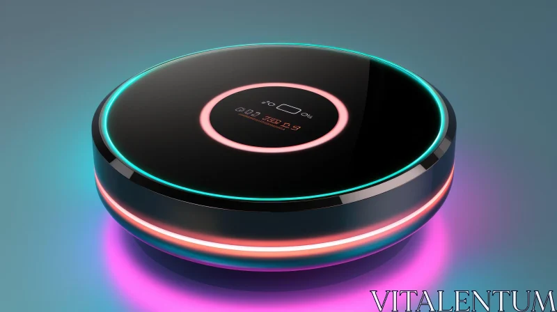Sleek Black Futuristic Device with Glowing Light Ring - 3D Illustration AI Image
