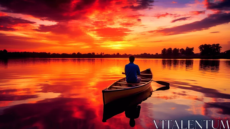 Captivating Sunset Canoeing: A Romantic Scene AI Image