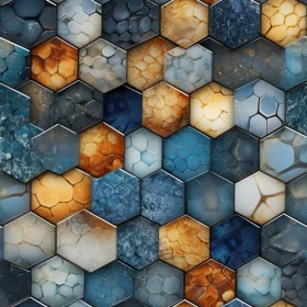 Hexagonal Pattern - Stone, Metal, Glass - Blue, Orange, Gray