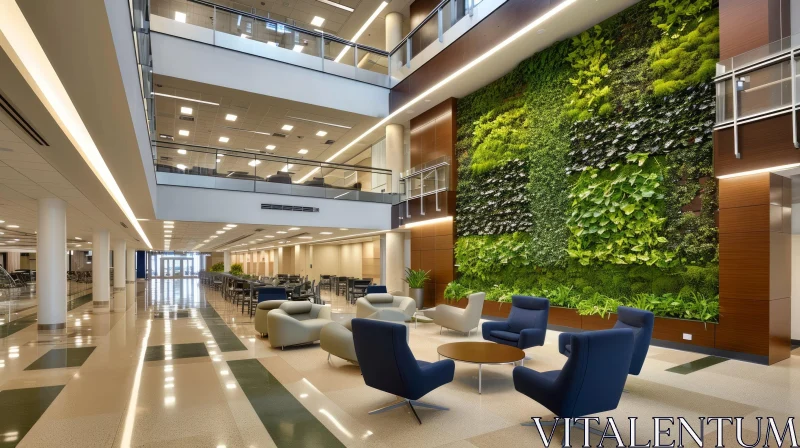 Stunning Modern Office Building with Lush Green Wall AI Image