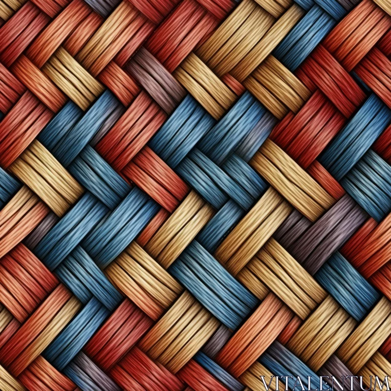 Brown Blue Red Orange Basketweave Pattern AI Image