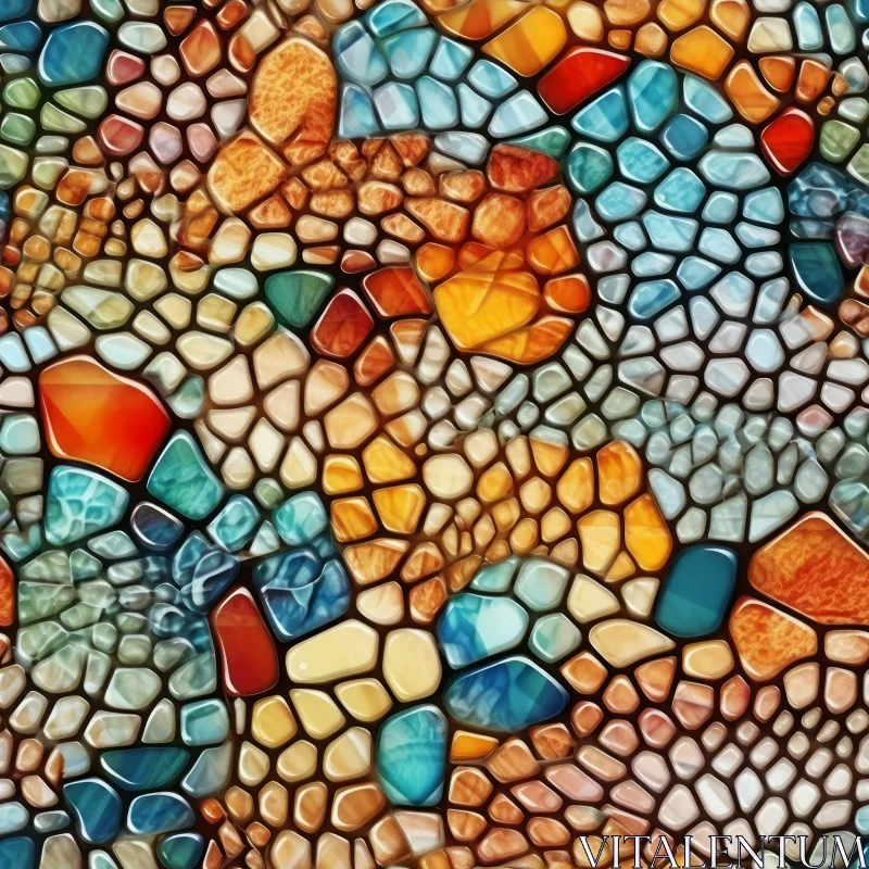 Colorful Pebble Mosaic Texture on Black Background AI Image