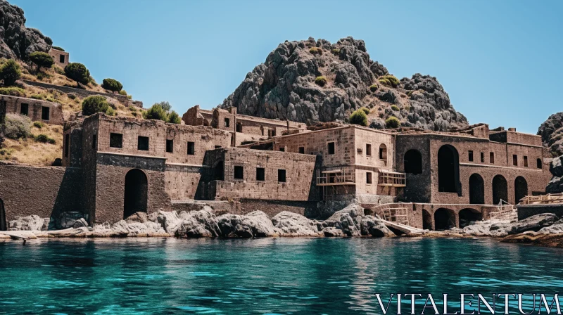 Historical Buildings on a Rocky Mountainside by the Sea | Mediterranean-Inspired Architecture AI Image